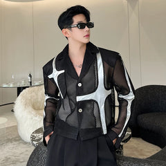 STREETFASH∞N Men Hollow Out Suit Jacket