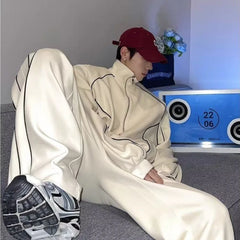 STREETFASH∞N Men Outfit Jacket Wide-leg Sweatpants