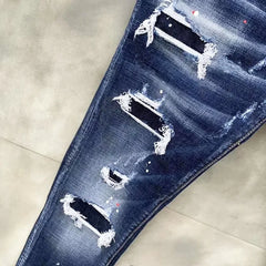 STREETFASH∞N Light Blue Holes Long Jeans