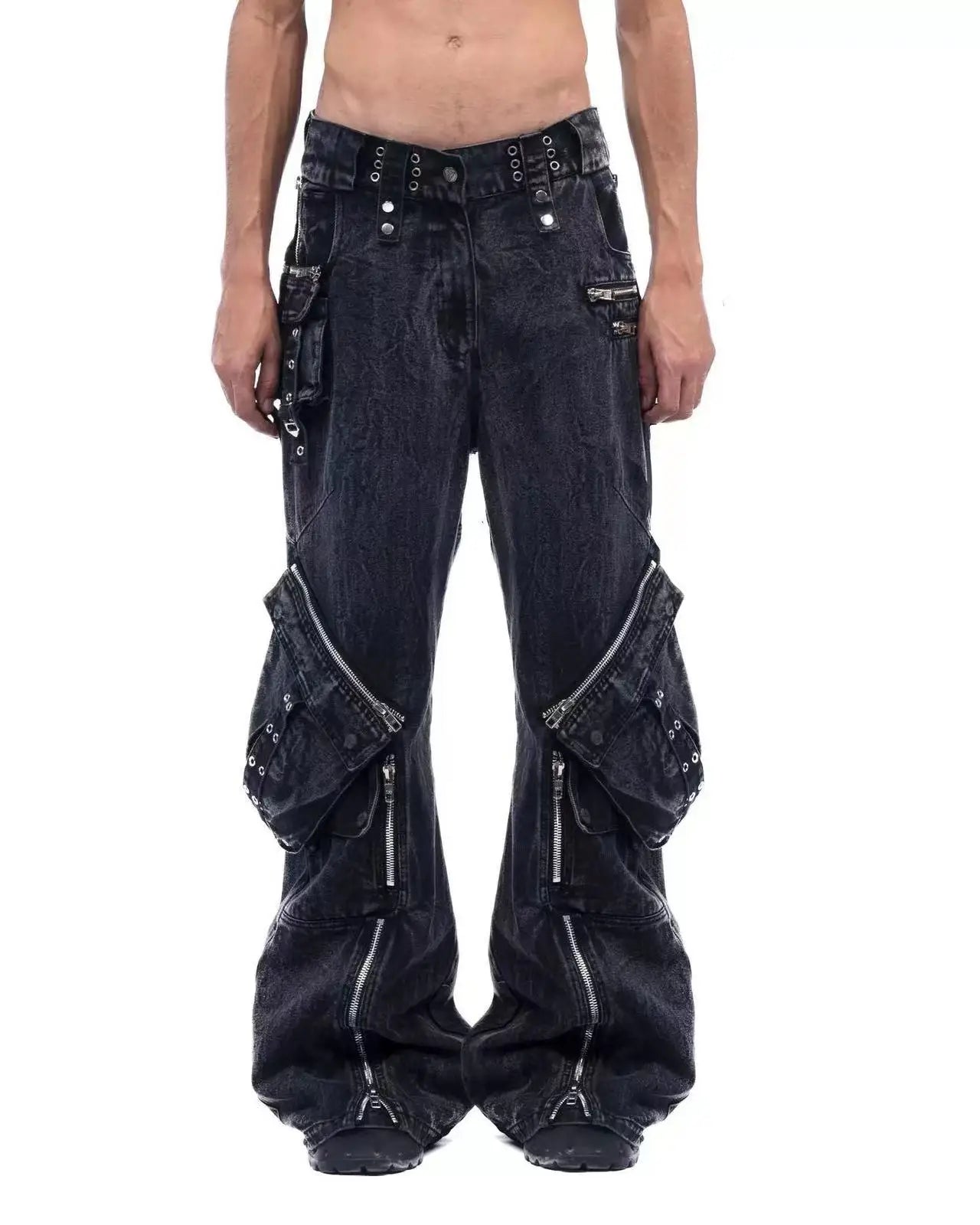 STREETFASH∞N Men Post-Apocalyptic Style Baggy Jean