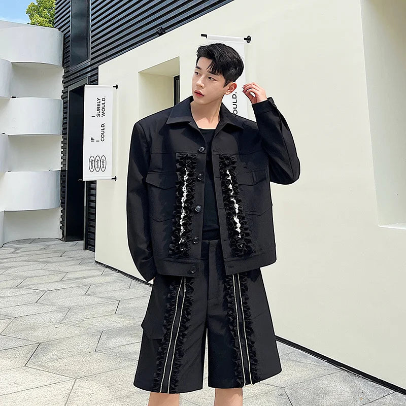 STREETFASH∞N Summer Heavy Patchwork Jacket Shorts 2Pcs