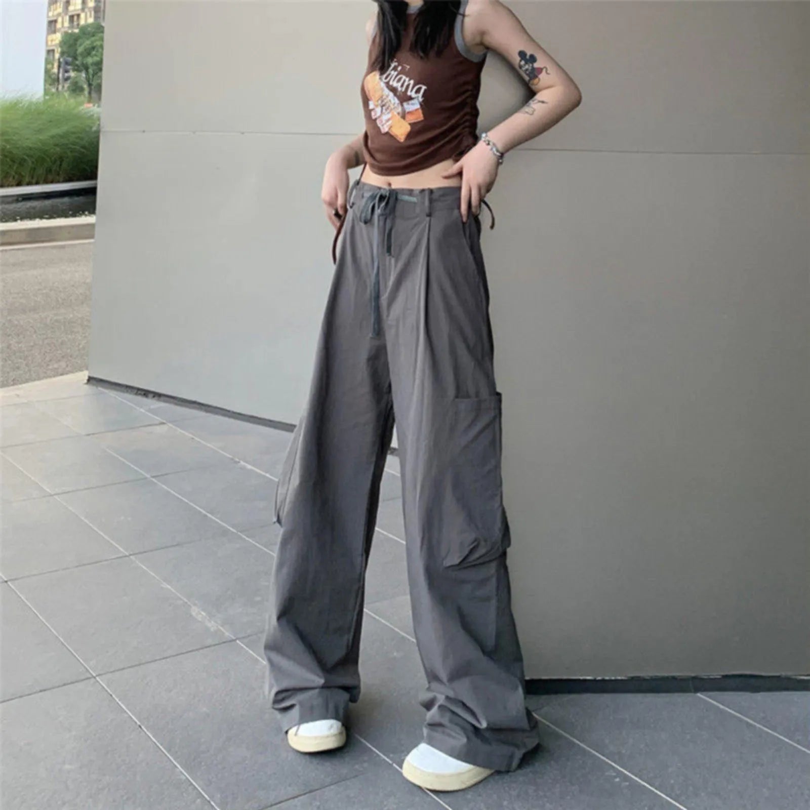 STREETFASH∞N Women Wide Leg Cargo Jeans