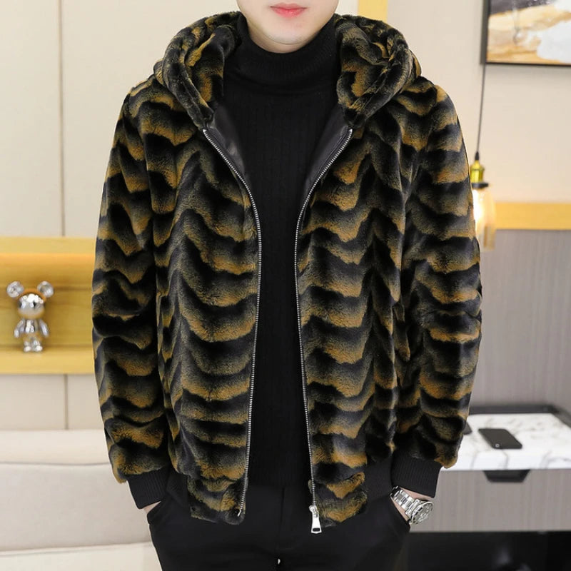 STREETFASH∞N Men Fur Hooded Outwear Jacket