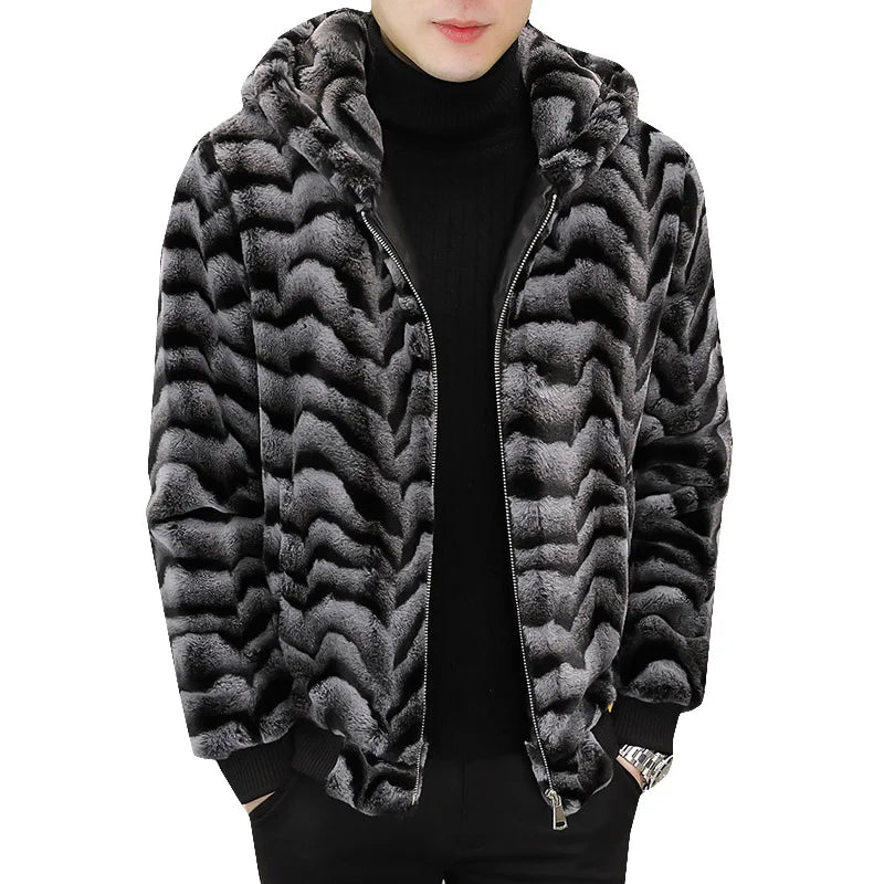 STREETFASH∞N Men Fur Hooded Outwear Jacket