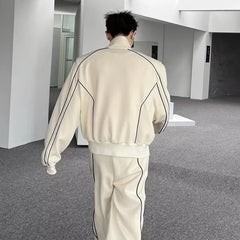 STREETFASH∞N Men Outfit Jacket Wide-leg Sweatpants