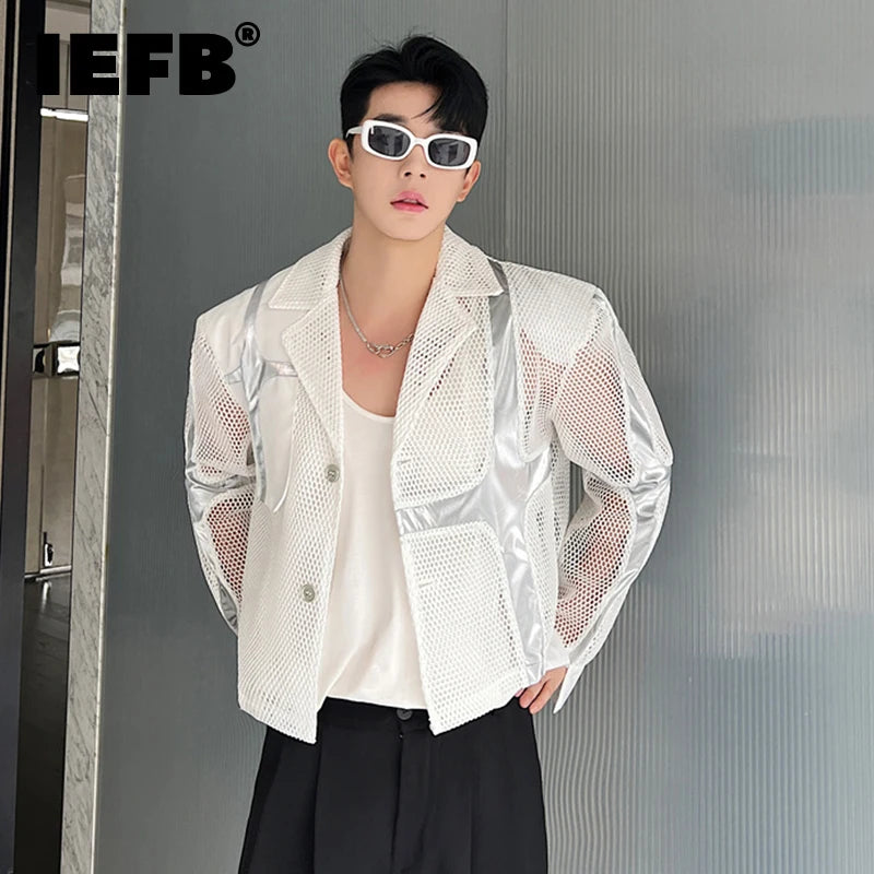 STREETFASH∞N Men Hollow Out Suit Jacket