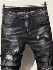 STREETFASH∞N Dark Blue Holes Long Jeans Pant