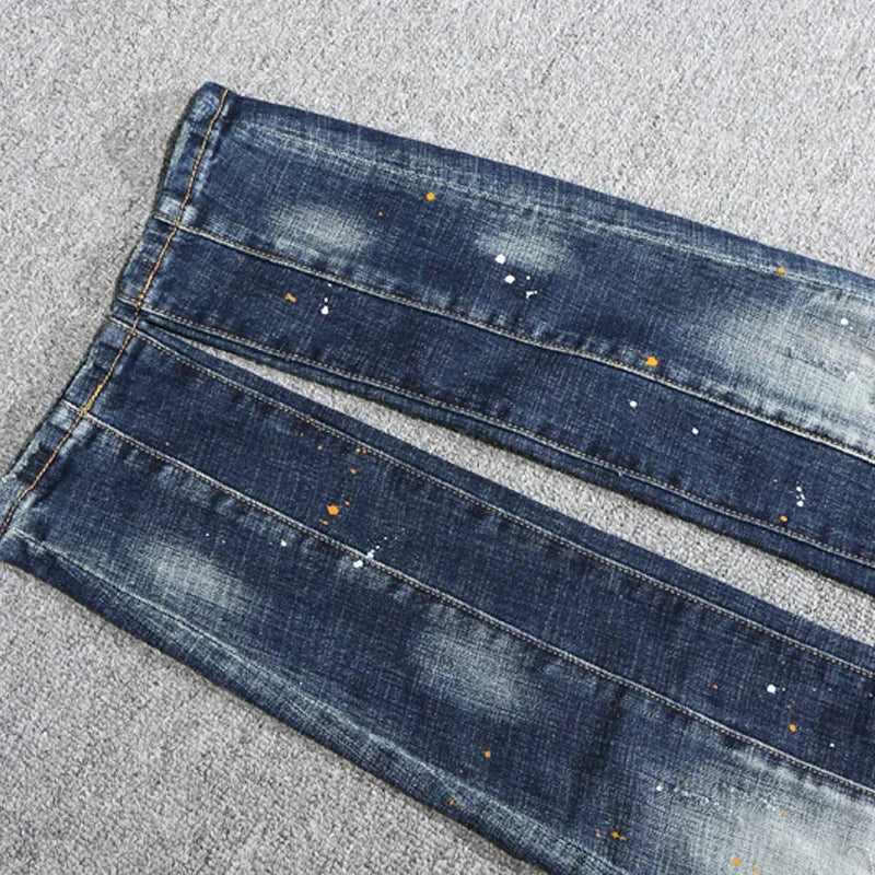 STREETFASH∞N Retro Blue Holes Long Jeans Pant