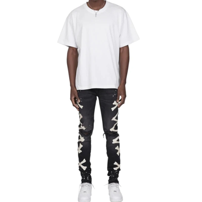 STREETFASH∞N Men White Dots Jeans