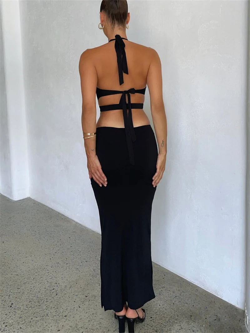 STREETFASH∞N Sexy Cutout Halter Neck Backless Dress